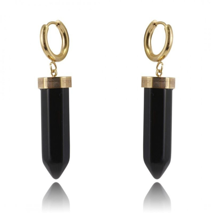 Uhani s črnim kamnom