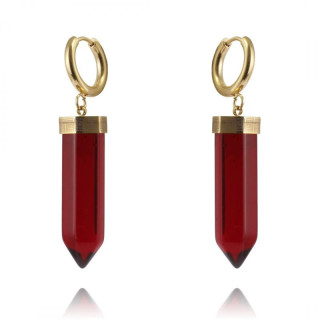 Uhani z rdečim kamnom