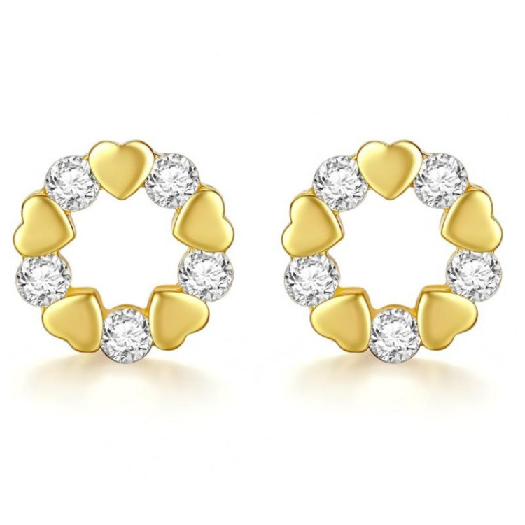 Pozlačeni uhani v obliki srca