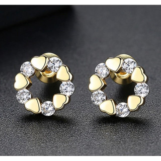 Pozlačeni uhani v obliki srca