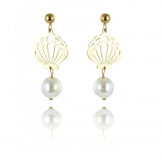 Pozlačeni uhani z biserom