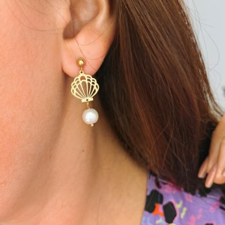 Pozlačeni uhani z biserom