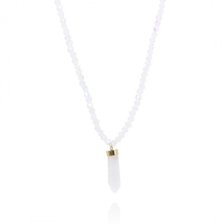 Pozlačena ogrlica z belim kristalom