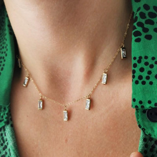 Pozlačena ogrlica s cirkoni