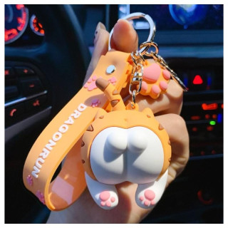 Oranžen obesek za ključe z mačjo zadnjico