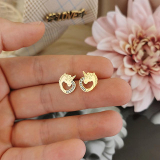 Pozlátené náušnice v podobe jednorožca