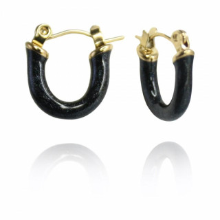 Črno pozlačeni ženski uhani