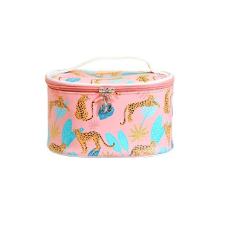 Roza kozmetična torbica z motivom safarija