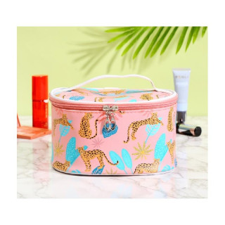 Roza kozmetična torbica z motivom safarija