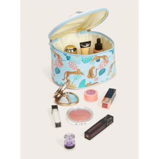 Modra kozmetična torbica z motivom safarija