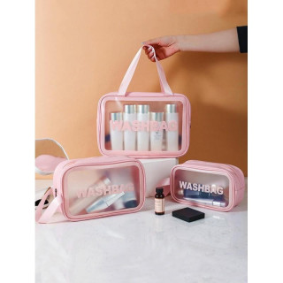 Set roza kozmetičnih torbic 3v1