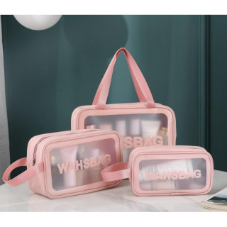 Set roza kozmetičnih torbic 3v1