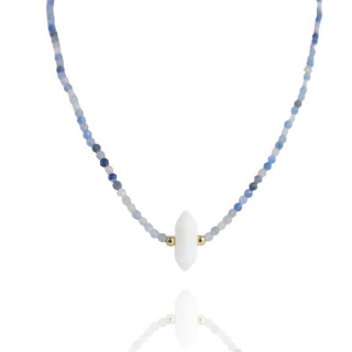 Modro pozlačena ogrlica s kristalom