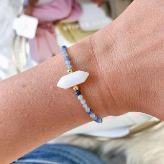 Modro pozlačena zapestnica s kristalom