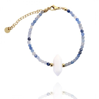 Modro pozlačena zapestnica s kristalom