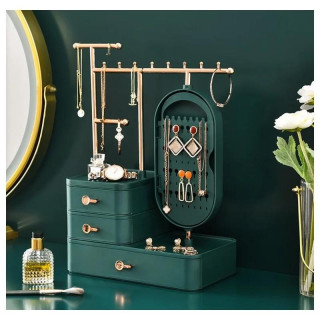 Zelena škatla za nakit z ogledalom