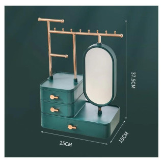 Zelena škatla za nakit z ogledalom