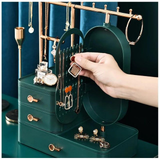 Zelena škatla za nakit z ogledalom