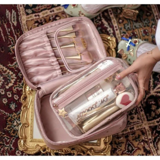 Roza kozmetična torbica 2v1