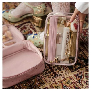 Roza kozmetična torbica 2v1