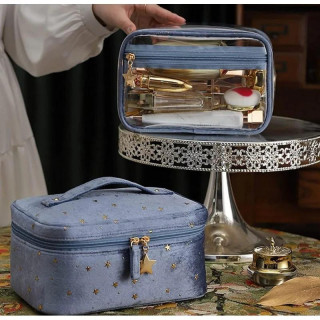 Kozmetična torbica 2v1 modre barve