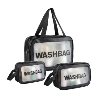 Set črnih kozmetičnih torbic 3v1