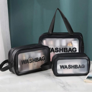 Set črnih kozmetičnih torbic 3v1