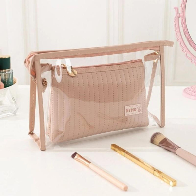 Set dveh roza kozmetičnih torbic