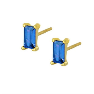 Pozlačeni uhani z modrim cirkonom