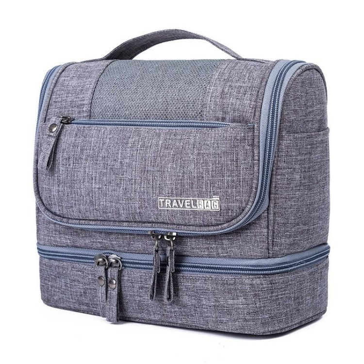 Siva nepremočljiva kozmetična torbica