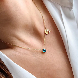 Pozlačena ogrlica z modrim očesom