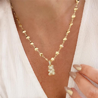 Pozlačena mačja ogrlica s cirkoni