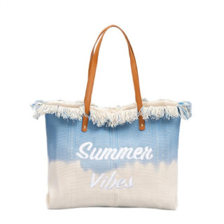 Plažno modra ombre torbica z resicami