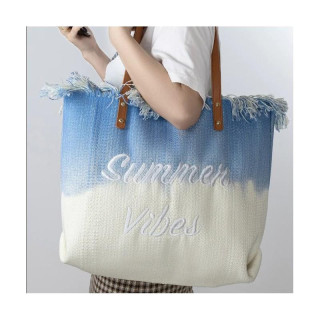 Plažno modra ombre torbica z resicami