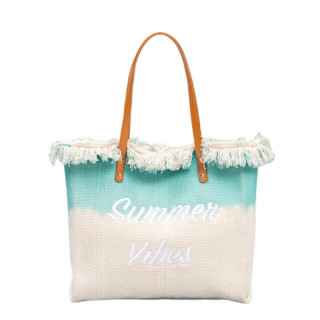 Zelena ombre torbica za plažo z resicami