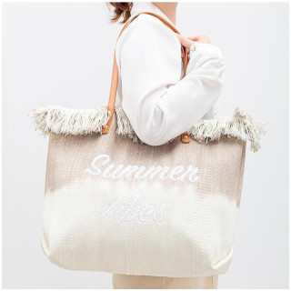 Rjava ombre torba za plažo z resicami