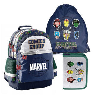 Šolski fantovski komplet MARVEL iz nahrbtnika, torbe in peresnice