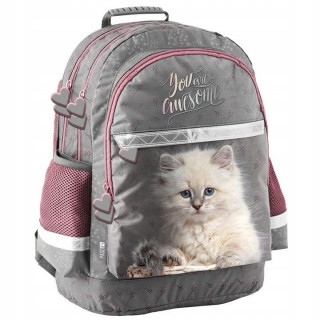 3-delni šolski komplet nahrbtnik, torba in peresnica z mačko