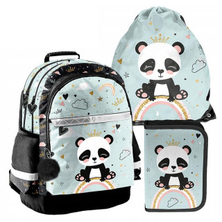 Šolski 3-delni komplet nahrbtnik, torba in peresnica s pando
