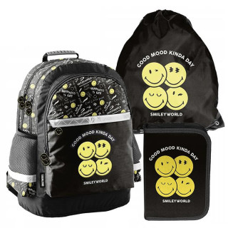 3-delni šolski SMILEY komplet nahrbtnik, torba in peresnica