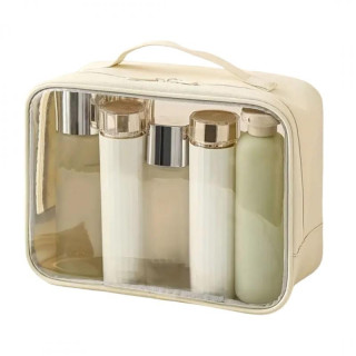 Bež prozorna kozmetična torbica