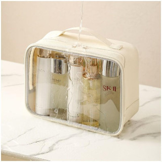 Bež prozorna kozmetična torbica