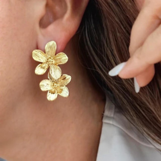 Ženski pozlačeni uhani z rožicami