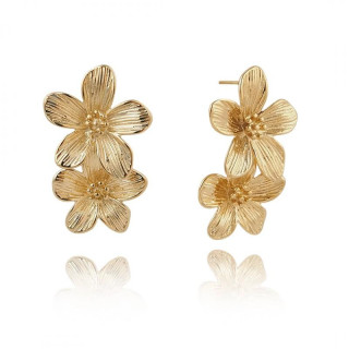 Ženski pozlačeni uhani z rožicami