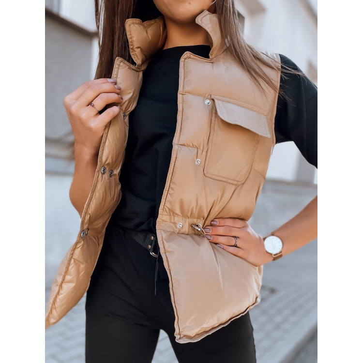 Eleganten ženski telovnik v bež barvi z regulacijo v pasu