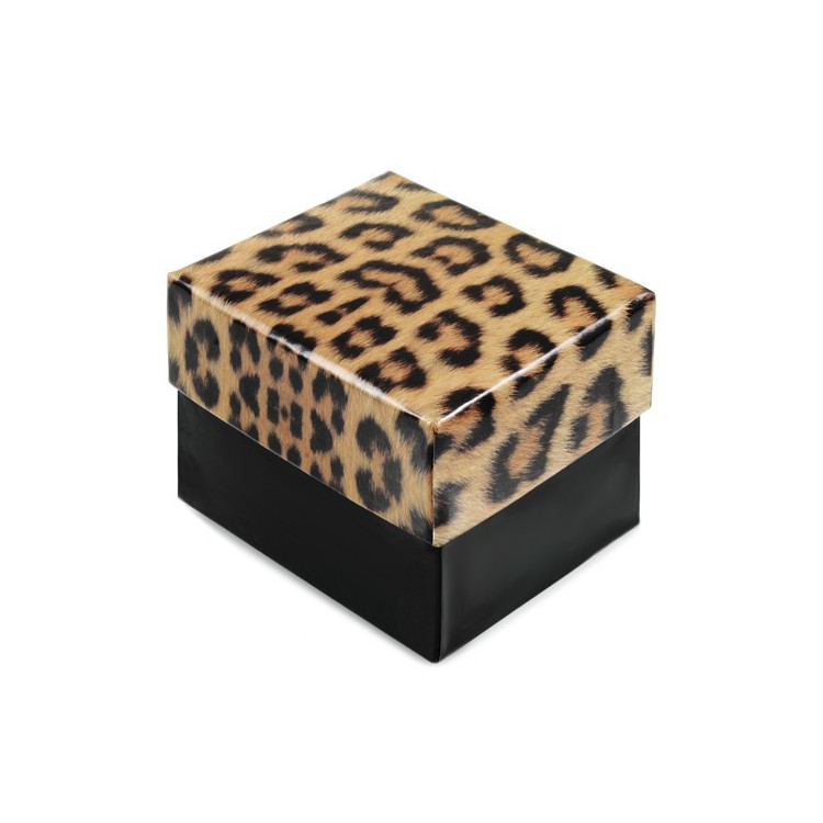Črna darilna škatla z leopardjim vrhom