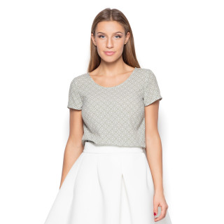 Ženska vzorčasta majica s kratkimi rokavi v kaki barvi
