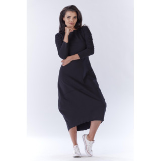 Dlhé dámske šaty čiernej farby v športovom štýle