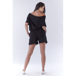 Čierny letný overal s krátkym rukávom pre dámy