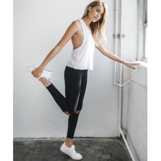 Črne športne pajkice z luknjami na kolenih za ženske